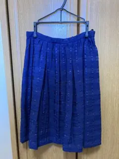 ネイビー プリーツスカート 裏地付き