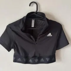 【中古】adidas AEROREADY★ハーフジップ★ショート丈シャツ