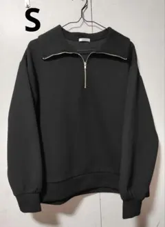 ハーフジップ 黒 スウェット トレーナー S ハニーズ グラシア