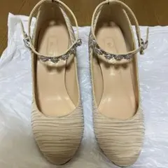 ストラップパンプス ベージュ パーティーシューズ 結婚式