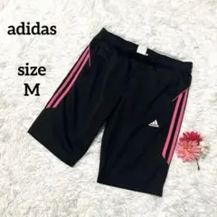 アディダス トラックパンツ ハーフパンツ スリーライン レディース 黒×ピンク