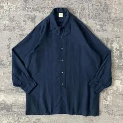 【極美品】アナトミカ ANATOMICA リネン 麻 長袖シャツ ネイビー Mのサムネイル