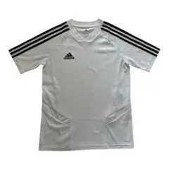 adidas キッズ 160 Tシャツ 白 3本ライン トレーニング 半袖