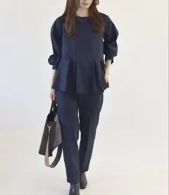 ships ネイビー ペプラムトップス パンツ　アローズ　スーツ　お値下げ
