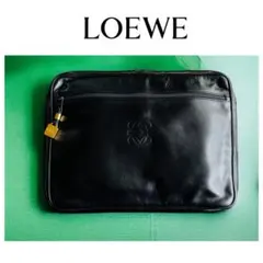 LOEWE アナグラム クラッチ バッグ ドキュメント ケース レザー 黒