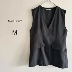 【MARI.EmmY】 ベスト ジレ チャコールグレー M シンプル Vネック