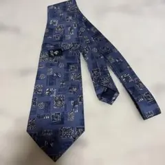 ネイビー シルク ネクタイ 幾何学模様