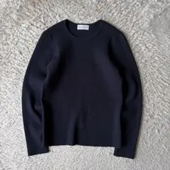 ヒューマンウーマン リブニット トップス ストレッチ M ネイビー