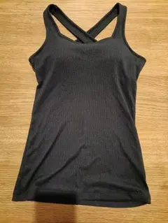 ブラック クロスストラップ タンクトップ S　カップ付き