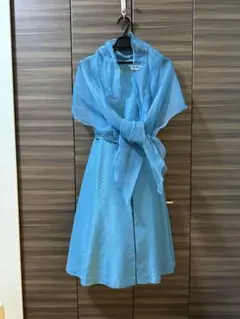 水色 Aラインドレス ショール付き