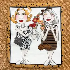 ロラライハリス　ワイルドレディーズ柄　ハンドメイド4重ガーゼハンカチ