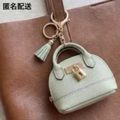 ミニバッグ型バッグチャーム キーホルダー レザー調 ライトブルー