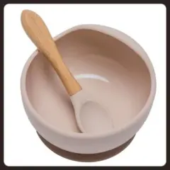 ベビー用食器セット 離乳食食器セット ベージュ ボウルとスプーンセット 吸盤つき