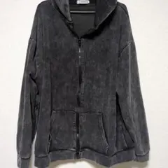 ビンテージ ブラック系 フルジップ フード付きパーカー 3XL