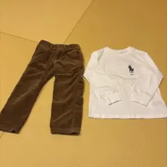 コーデュロイ長ズボンとポロシャツセット 3T