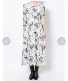 T103美品ラグナムーンフラワー楊柳ロングワンピース