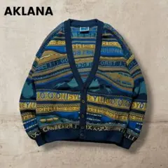 vintage90sCOOGI風３DニットXL総柄カーディガンオーバーサイズ肉厚