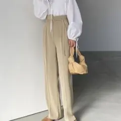 【Louere】ベルト付きアシンメトリーハイウエストパンツ