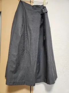 巻きスカート風　ロングワイドパンツ　グレー　Ray BEAMS