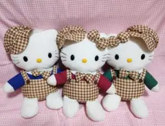 ハローキティ ぬいぐるみ 3体セット 千鳥格子柄 30cm