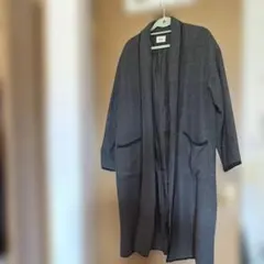 W.W.G ヘリンボーン柄 ロングコート ブラックグレー系