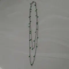 グリーン天然石付きロングネックレス