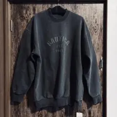 NAUTICA ピグメント ダイ アーチロゴ クルーネック スウェット 裏毛