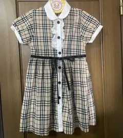 子ども服　女児　チェック柄のワンピース　韓国製　夏服