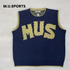 [美品] M.U. SPORTS エムユースポーツ　ベスト　ネイビー　刺繍ロゴ