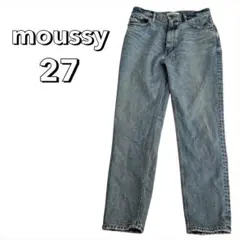 マウジー ダメージ デニム ストレート コットン M ライトブルー