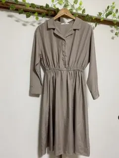 ウエストゴム入り　ロングワンピース　ブラウスワンピース　シャツワンピース　フレア