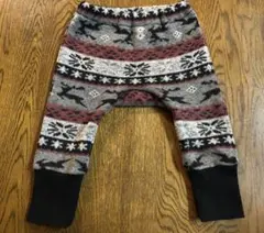 ニットパンツ サルエルパンツ　ノルディック柄　裏起毛　90 雪の結晶　トナカイ