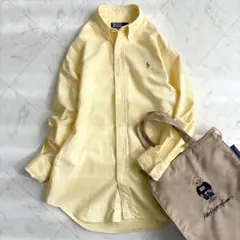 【ラルフローレン】長袖シャツ　オックスフォード　ポニーロゴ　黄色　Y2K M