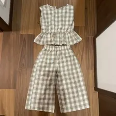 ペアマノン　ペプラムブラウス 7分丈パンツ ガールズセットアップ　130