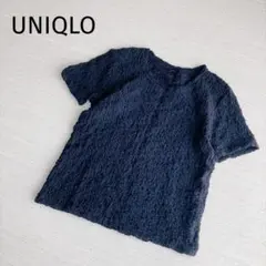 SALE ユニクロ半袖Tシャツ トップス クルーネック しゅわしゅわ 블랙