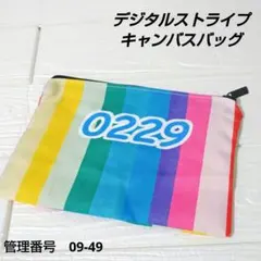 レインボー ストライプ ポーチ キャンバス 化粧ポーチ 小物入れ クラッチバッグ