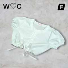 W♡C 半袖 クロップド丈 パフスリーブ　 トップス ホワイト　Y2K 韓国系のサムネイル