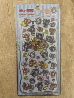 正規品　プチドロップステッカー　トムジェリ　トム&ジェリー　水色　うるちゅる