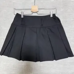 ノーブランド スカート スカパン ミニ丈 プリーツ ブラック 制服風