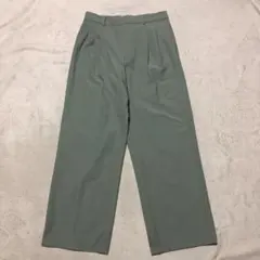ユニクロ UNIQLO タックワイドパンツ ツータック グリーン Lサイズ