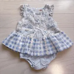 Souris フリル付きワンピース 90cm 水色　ミルキースーツ