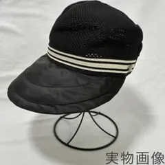 値下げ★紫外線カット メッシュ 帽子 サンバイザー 日除け ツバ広 ブラック