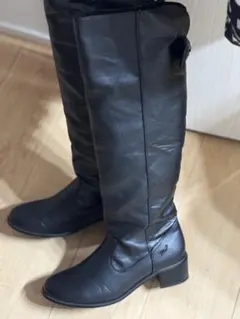 キッズ ロングブーツ ブラック リボン付きのサムネイル