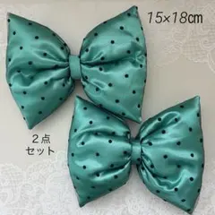 体育祭♡ミントグリーン×黒ドット♡盛り髪リボン♡２点セット♡文化祭♡Jk♡緑団