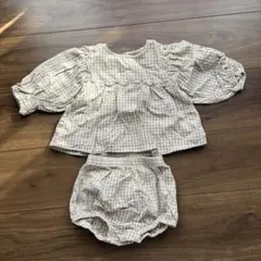 チェック柄ブラウスとパンツセットアップ 73