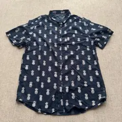 H*S様 【美品】CACTUS パイナップル 総柄 半袖シャツ L ネイビー アのサムネイル