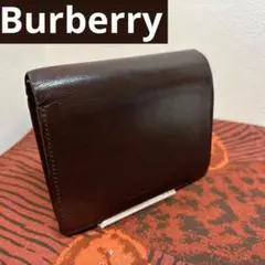 BURBERRY バーバリー 二つ折り財布 ノバチェック レザー ダークブラウン
