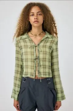 ブラウス シャツ FRONT TIED CHECK シャツ レディースのサムネイル