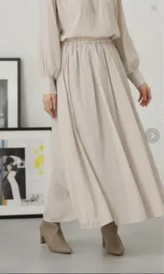 ナノユニバース　フレアスカート　ロング　ライトベージュ