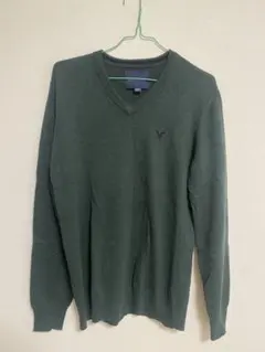 American Eagle Vネック ニット セーター グリーン Sのサムネイル